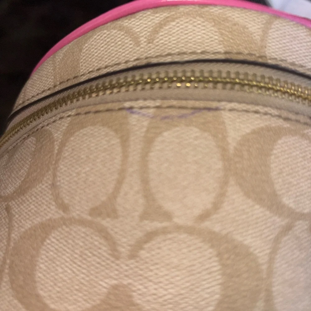 Coach Signature Canvas and Pink Leather Backpack